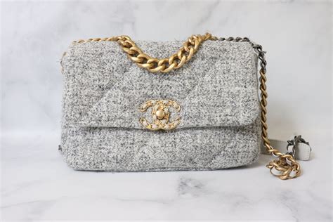 chanel 19 grey tweed